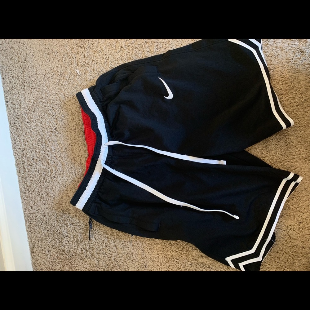 Red black and white Nike mens basketball shorts